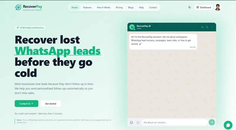 RecoverPay — Recover lost WhatsApp leads before they go cold
